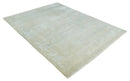 Fine Hand Knotted 8x10 Beige and Ivory Transitional Wool and Bamboo Silk Area Rug by The Rug Decor
