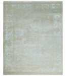 Fine Hand Knotted 8x10 Beige and Ivory Transitional Wool and Bamboo Silk Area Rug by The Rug Decor