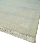 Fine Hand Knotted 8x10 Beige and Ivory Transitional Wool and Bamboo Silk Area Rug by The Rug Decor