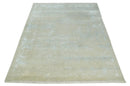 Fine Hand Knotted 8x10 Beige and Ivory Transitional Wool and Bamboo Silk Area Rug by The Rug Decor