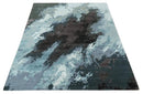 Fine Hand knotted And Carved Brown and Aqua Abstract Bamboo Silk 8x10 Area Rug by The Rug Decor