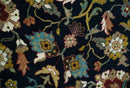 Fine Hand Knotted Black and Ivory 8x10 Traditional Wool Area Rug