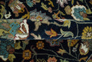 Fine Hand Knotted Black and Ivory 8x10 Traditional Wool Area Rug