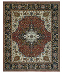 Fine Hand Knotted Brown, Ivory and Black 8x10 and 10x14 Traditional Wool Rug by The Rug Decor