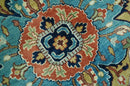 Fine Hand Knotted Rust and Blue Traditional Heriz Medallion 8x10 wool area rug by The Rug Decor