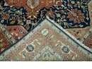 Fine Hand Knotted Rust and Blue Traditional Heriz Medallion 8x10 wool area rug by The Rug Decor