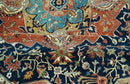 Fine Hand Knotted Rust and Blue Traditional Heriz Medallion 8x10 wool area rug by The Rug Decor