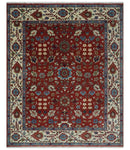 Fine Hand Knotted Rust and Ivory 8x10 and 9x12 Traditional Wool Area Rug by The Rug Decor