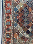 Hand-Knotted Indo-Joshegan Wool Rug – 12'2" x 9'1" – Geometric Medallion Design, Rich Warm Palette