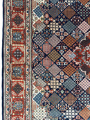 Hand-Knotted Indo-Joshegan Wool Rug – 12'2" x 9'1" – Geometric Medallion Design, Rich Warm Palette