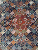 Hand-Knotted Indo-Joshegan Wool Rug – 12'2" x 9'1" – Geometric Medallion Design, Rich Warm Palette