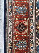 Hand-Knotted Indo-Joshegan Wool Rug – 12'2" x 9'1" – Geometric Medallion Design, Rich Warm Palette