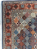 Hand-Knotted Indo-Joshegan Wool Rug – 12'2" x 9'1" – Geometric Medallion Design, Rich Warm Palette