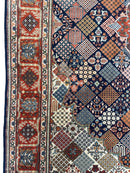 Hand-Knotted Indo-Joshegan Wool Rug – 12'2" x 9'1" – Geometric Medallion Design, Rich Warm Palette