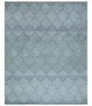 Fine Hand Loomed 8x10 Silver, Gray and Charcoal Modern Geometric Trellis Art Silk Area Rug by The Rug Decor