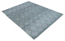 Fine Hand Loomed 8x10 Silver, Gray and Charcoal Modern Geometric Trellis Art Silk Area Rug by The Rug Decor