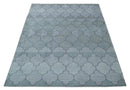 Fine Hand Loomed 8x10 Silver, Gray and Charcoal Modern Geometric Trellis Art Silk Area Rug by The Rug Decor