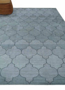 Fine Hand Loomed 8x10 Silver, Gray and Charcoal Modern Geometric Trellis Art Silk Area Rug by The Rug Decor