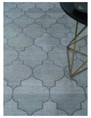 Fine Hand Loomed 8x10 Silver, Gray and Charcoal Modern Geometric Trellis Art Silk Area Rug by The Rug Decor