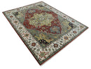 Fine Knots Beige, Brown and Ivory 9x12 Hand knotted Traditional Wool Area Rug by The Rug Decor
