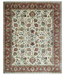 Fine Knots Ivory and Brown 8x10 and 9x12 Hand knotted Traditional Floral Wool Area Rug by The Rug Decor