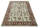 Fine Knots Ivory and Brown 8x10 and 9x12 Hand knotted Traditional Floral Wool Area Rug by The Rug Decor