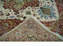 Fine Knots Red, Ivory and Olive 8x10 Hand knotted Traditional Wool Area Rug, by The Rug Decor