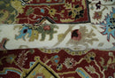 Fine Knots Red, Ivory and Olive 8x10 Hand knotted Traditional Wool Area Rug, by The Rug Decor