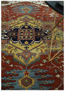Fine Olive, Brown and Blue Traditional Floral Hand knotted look 8x10 wool Area Rug