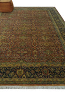 Fine Serapi Hand Knotted 9x12 Rust, Charcoal and Beige Traditional Antique Wool Area Rug