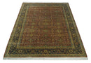 Fine Serapi Hand Knotted 9x12 Rust, Charcoal and Beige Traditional Antique Wool Area Rug