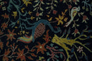 Fine The Jungle Life Peacock on tree Rug 8x10, 9x12 Hand Knotted Black and Mustard Wool Rug by The Rug Decor