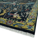 Fine The Jungle Life Peacock on tree Rug 8x10, 9x12 Hand Knotted Black and Mustard Wool Rug by The Rug Decor