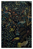Fine The Jungle Life Peacock on tree Rug 8x10, 9x12 Hand Knotted Black and Mustard Wool Rug by The Rug Decor