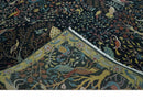 Fine The Jungle Life Peacock on tree Rug 8x10, 9x12 Hand Knotted Black and Mustard Wool Rug by The Rug Decor