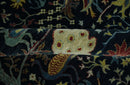 Fine The Jungle Life Peacock on tree Rug 8x10, 9x12 Hand Knotted Black and Mustard Wool Rug by The Rug Decor