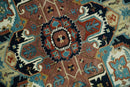 Fine Traditional Floral Hand knotted Brown, Aqua and Black 8x10 wool Area Rug