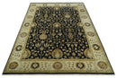 Fine Vintage Style Traditional Black, Olive and Beige Turkish Hand knotted wool Area Rug by The Rug Decor