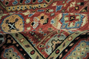 Fine Wool Hand Knotted Kazak Medallion Red and Black Traditional Rug by The Rug Decor