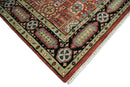 Fine Wool Hand Knotted Kazak Medallion Red and Black Traditional Rug by The Rug Decor