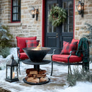 Outdoor Iron Pedestal Fire Bowl and Log Holder by Decor Steals