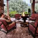 Outdoor Iron Pedestal Fire Bowl and Log Holder by Decor Steals
