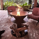 Outdoor Iron Pedestal Fire Bowl and Log Holder by Decor Steals