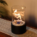 10.5" H Portable Tabletop Round Fireplace(Black) by JHY DESIGN