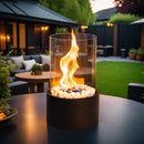 10.5" H Portable Tabletop Round Fireplace(Black) by JHY DESIGN