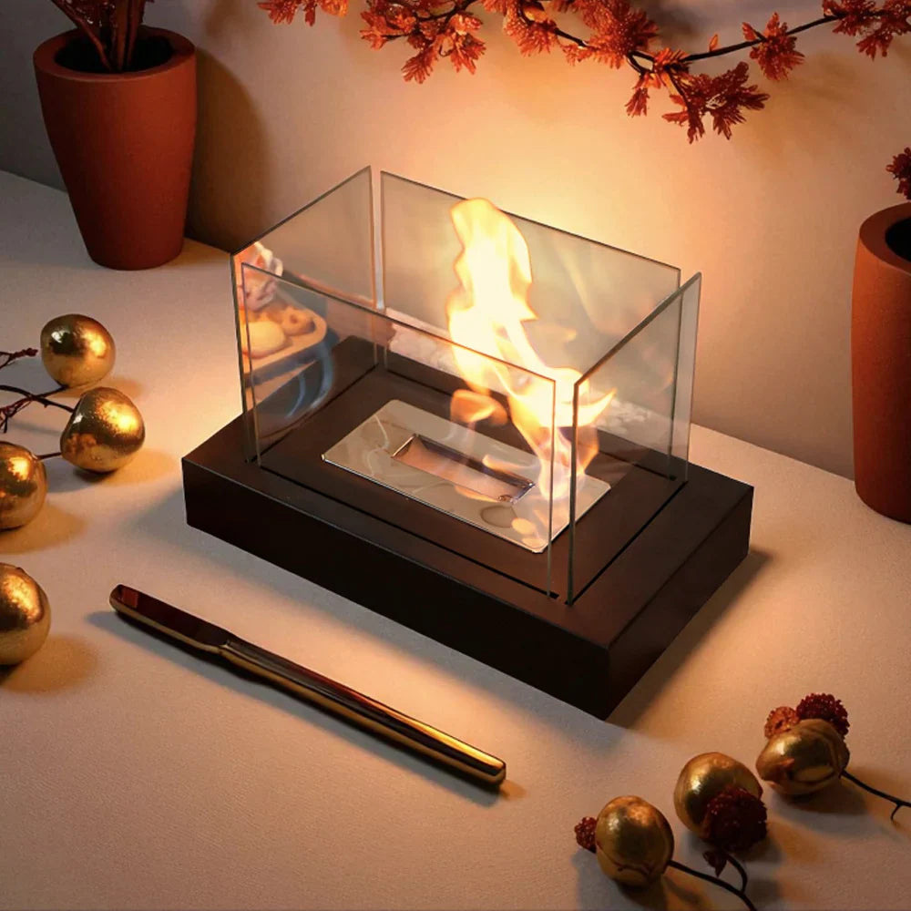 360° View Rectangular Tabletop Fireplace Fire Bowl With Four-Sided Glass, photo 4 of 7
