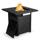 28 Inch Propane 50 000 BTU Patio Square Gas Fireplace with Lava Rock-Black by LJGDeals