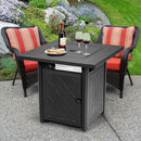 28 Inch Propane 50 000 BTU Patio Square Gas Fireplace with Lava Rock-Black by LJGDeals