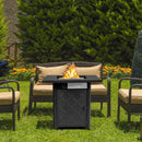 28 Inch Propane 50 000 BTU Patio Square Gas Fireplace with Lava Rock-Black by LJGDeals