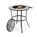 23.5 Inches Round Fire Pit Table with Mesh Cover and Fire Poker by LJGDeals
